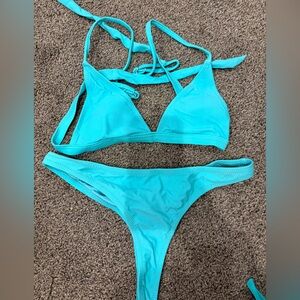 Aqua Thong Blue Women's Bikini Set